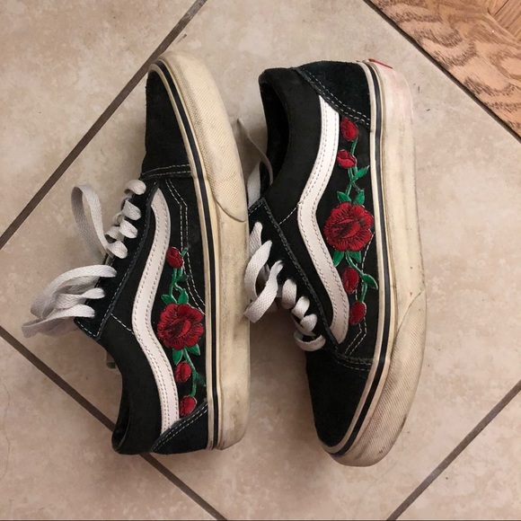 Rose Embroidery Vans Old Skool Mit Rose Vans Shoes Custom Rose